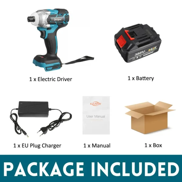 388VF Cordless Brushless Screwdriver, 1/4", LED, 18V Compatible