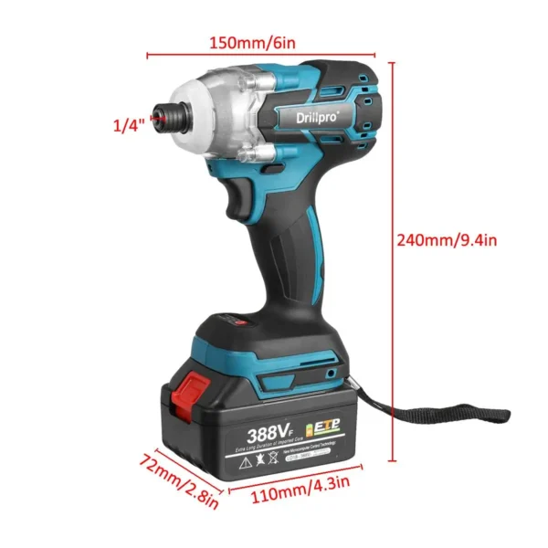 388VF Cordless Brushless Screwdriver, 1/4", LED, 18V Compatible