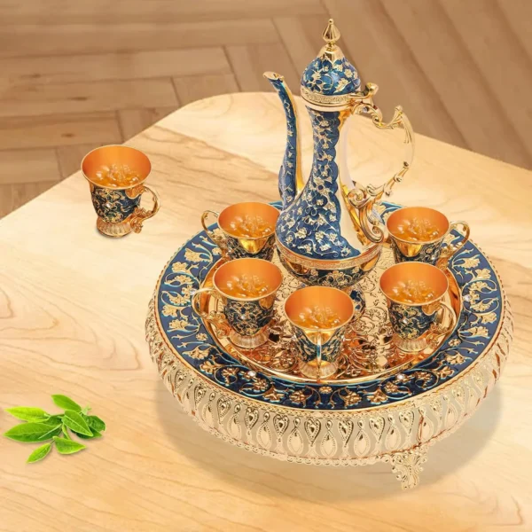 Vintage Turkish Tea & Coffee Set with Tray & 6 Glasses