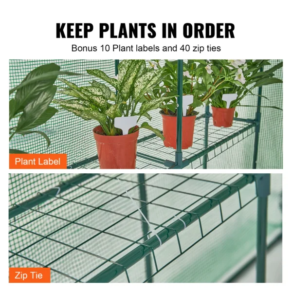 Walk-in Greenhouse with Shelves PE Cover Steel Frame