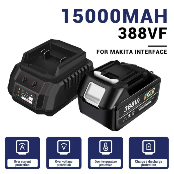 388VF 15000mAh Rechargeable Battery for Makita Tools