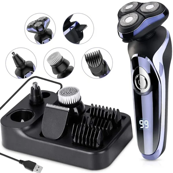 5-in-1 Electric Shaver for Men 3D Rotary Grooming Kit