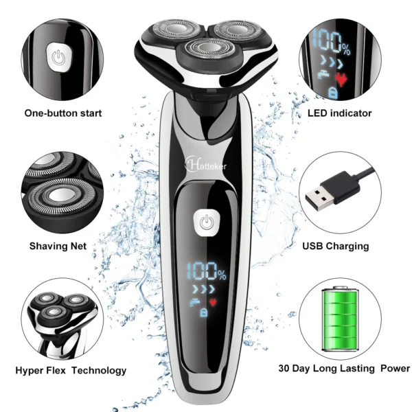 3-in-1 Electric Razor Wet & Dry Rechargeable Grooming Kit