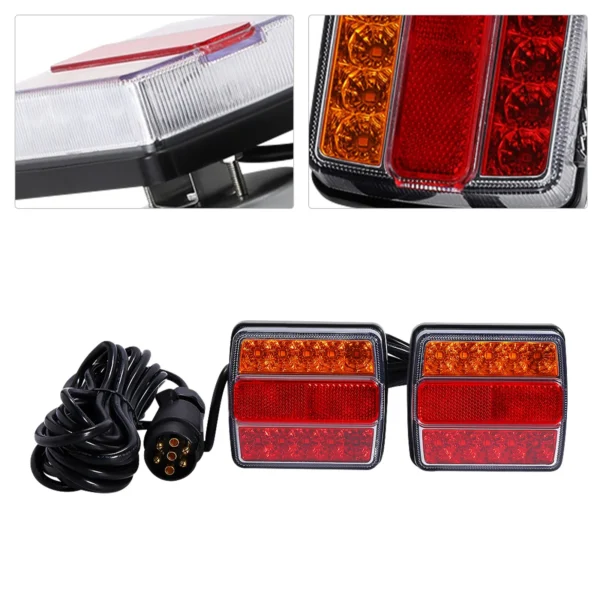 LED Trailer Rear Light Set 12V with 7-Pin Plug