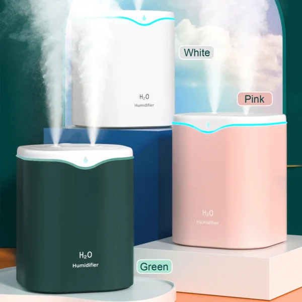 2L Double Spray Cool Mist Humidifier with LED Light