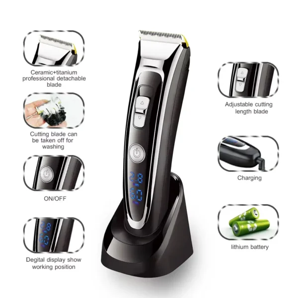 Ceramic Titanium Hair Clipper Rechargeable EU Base