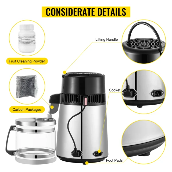 4L Water Distiller 1L/H Touch Screen Purifier