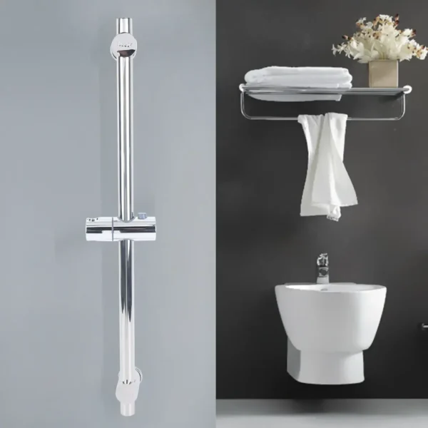 Adjustable Stainless Steel Shower Bar 360° Holder 21–66cm