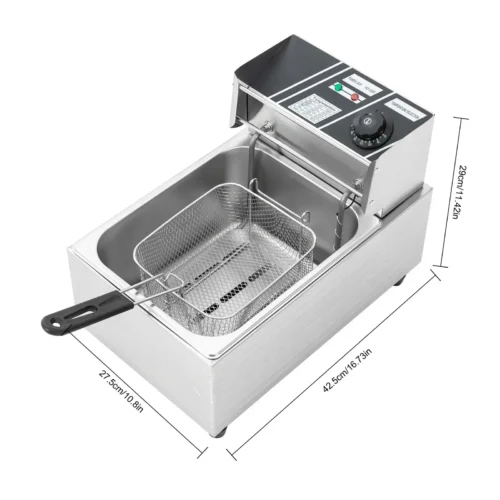 6L Stainless Steel Electric Fryer 2500W 60–200°C