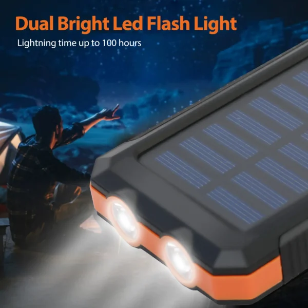 S3a13725d841d4d4fbb0317acc3c75670d.webp Solar Power Bank Waterproof Dual USB Charger with LED Flashlight