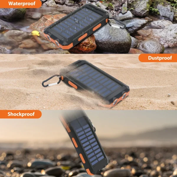 S3b5926c33ff645da8e0292cd06626989c.webp Solar Power Bank Waterproof Dual USB Charger with LED Flashlight