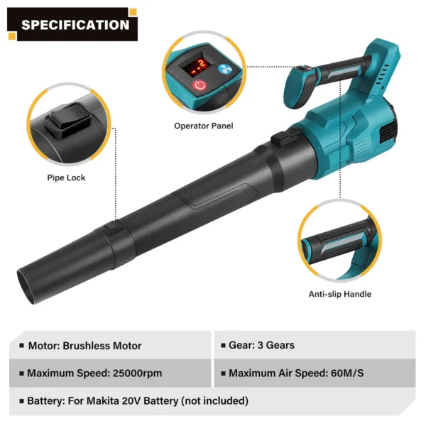 S41811799013b404d80683a3c8cc1fcaeB.webp Bezkartáčový ventilátor Drillpro, 25 000 ot./min., 3 rychlosti, 60 m/s