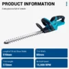 18V Cordless Hedge Trimmer, 2000W, 510mm Blade
