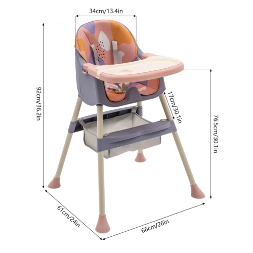 4-in-1 Folding Baby High Chair with Tray & Footrest