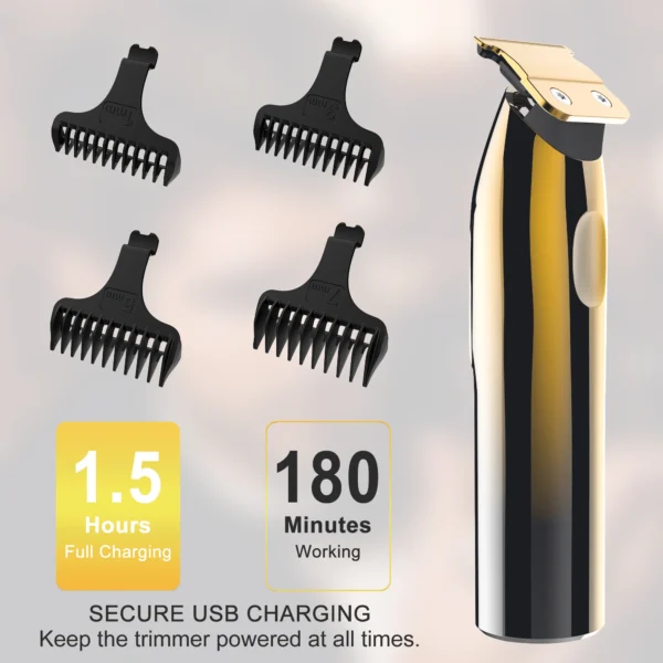 Cordless Hair Clipper Kit, Metal Grooming Set with Blades