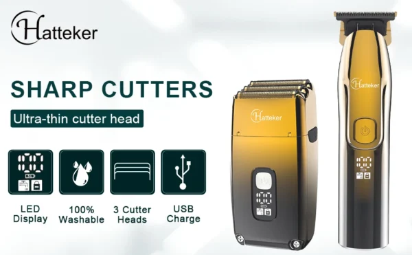 Cordless Hair Clipper Kit, Metal Grooming Set with Blades