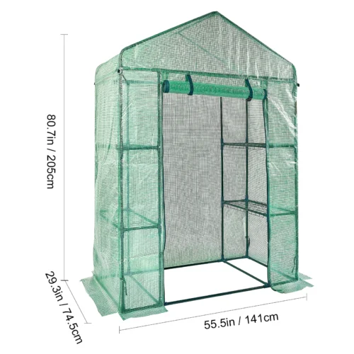 Walk-in Greenhouse with Shelves PE Cover Steel Frame