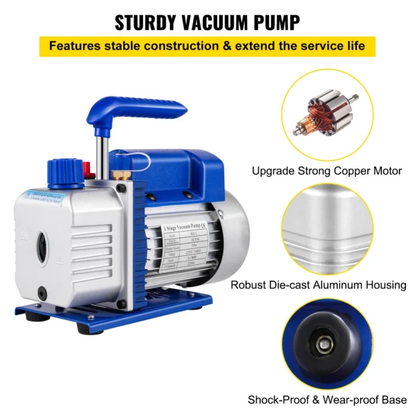 3CFM 1/4HP Single Stage Vacuum Pump HVAC