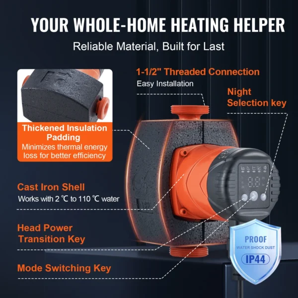 Hot Water Recirculating Pump 50–67L/min NPT