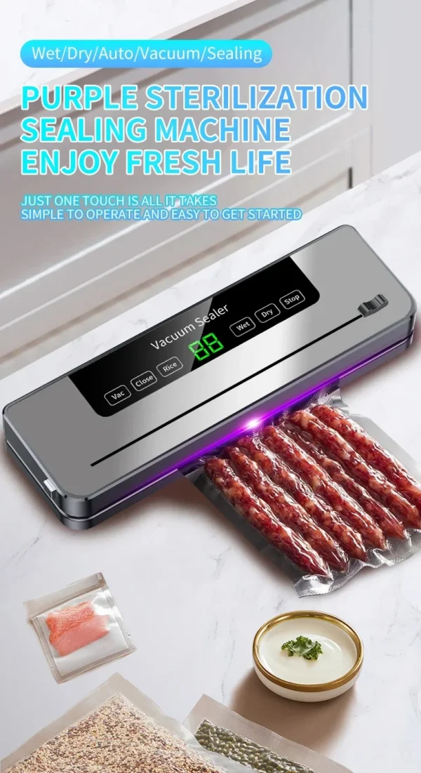 Electric Vacuum Sealer Dry/Wet Food Sealer with Cutter & UV