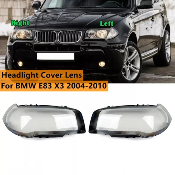 Pair Headlight Lens Cover for BMW X3 E83 2003–2010