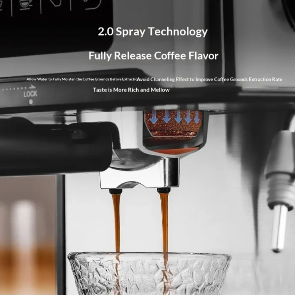 850W 20Bar Semi-Automatic Espresso Machine with Steam Wand