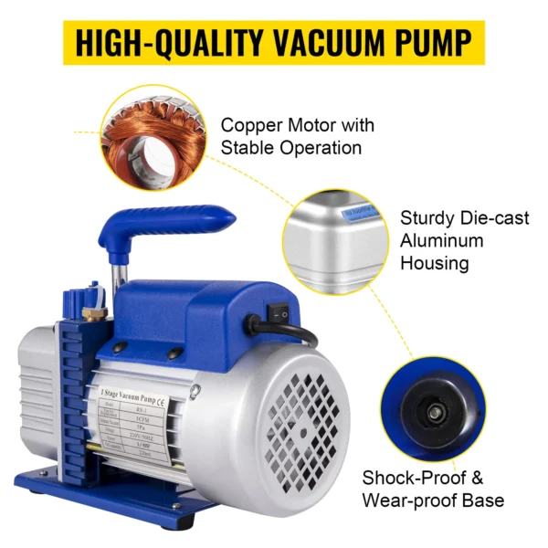 3CFM 1/4HP Single Stage Vacuum Pump HVAC