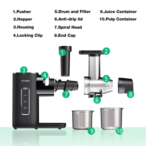 Cold Press Slow Juicer 2-Speed Quiet Motor