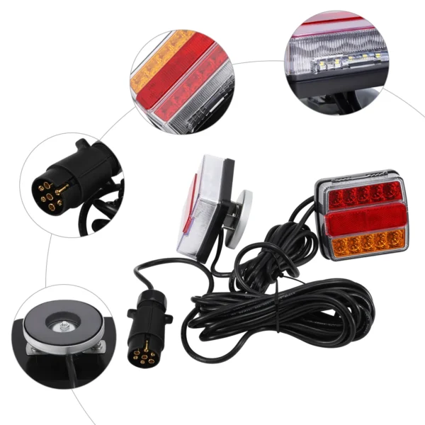 LED Trailer Rear Light Set 12V with 7-Pin Plug