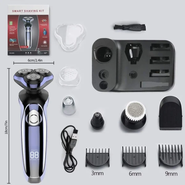 5-in-1 Electric Shaver for Men 3D Rotary Grooming Kit