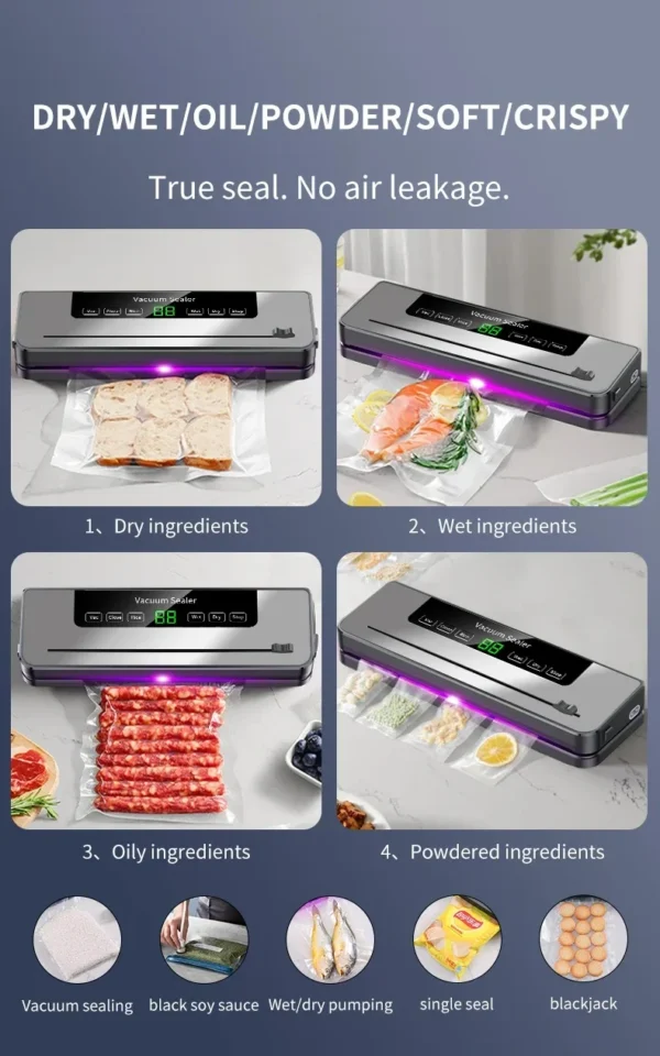 Electric Vacuum Sealer Dry/Wet Food Sealer with Cutter & UV