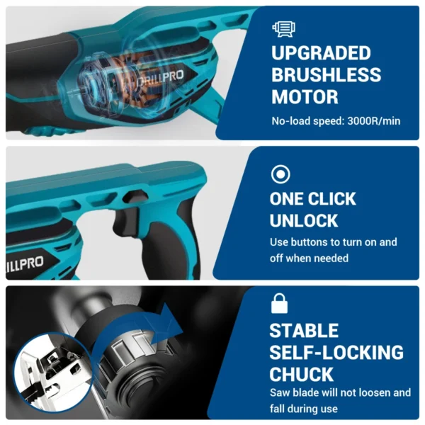 Brushless Reciprocating Saw, 3000RPM, 18V Battery Compatible