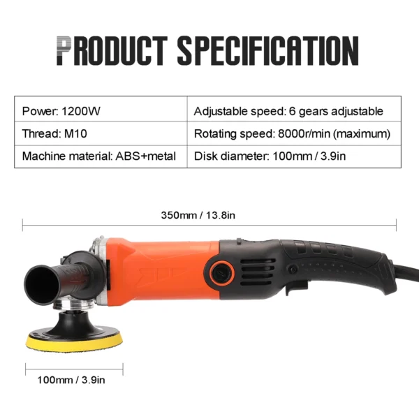 1200W Car Polisher 220V Variable Speed Waxing Machine