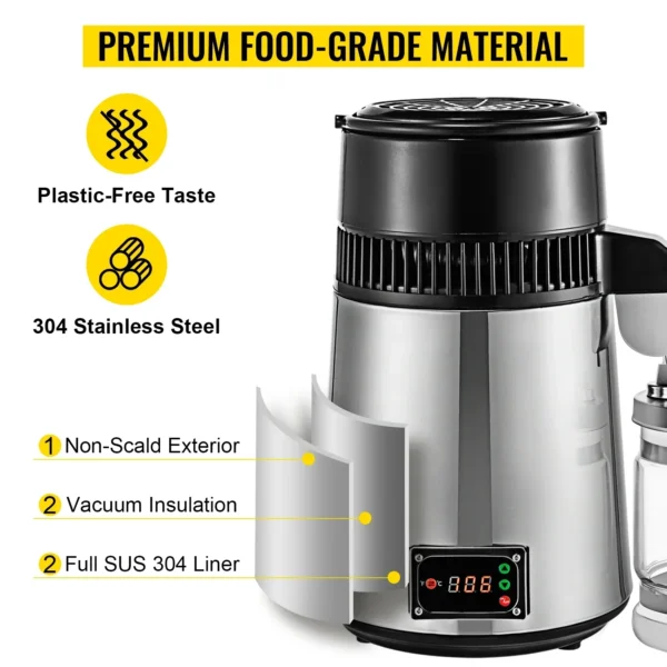 4L Water Distiller 1L/H Touch Screen Purifier