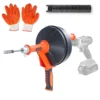 25Ft Drain Auger Plumbing Snake w/ Drill Attachment