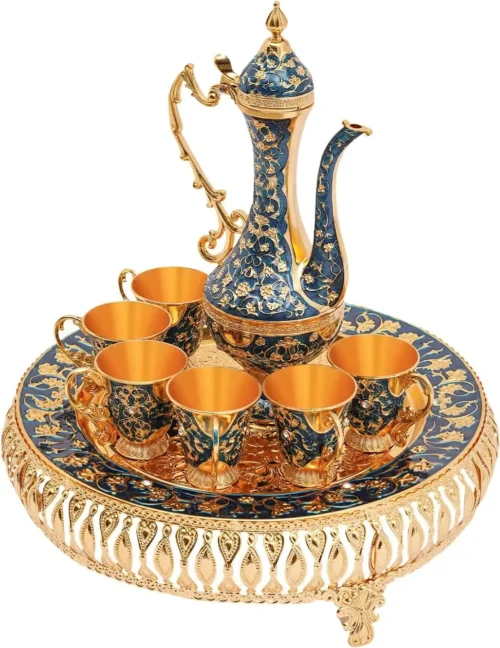 Vintage Turkish Tea & Coffee Set with Tray & 6 Glasses