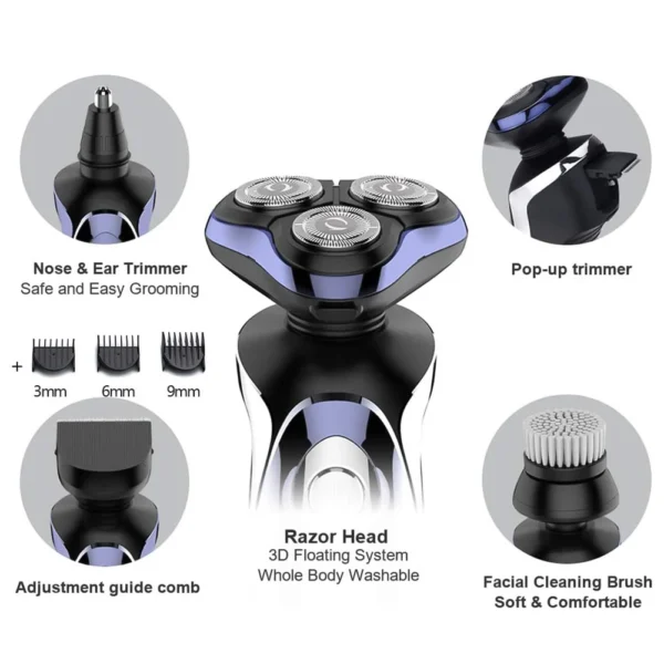 5-in-1 Electric Shaver for Men 3D Rotary Grooming Kit