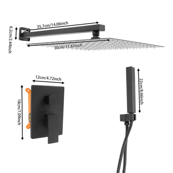 Shower System with Temperature Control Wall Mounted