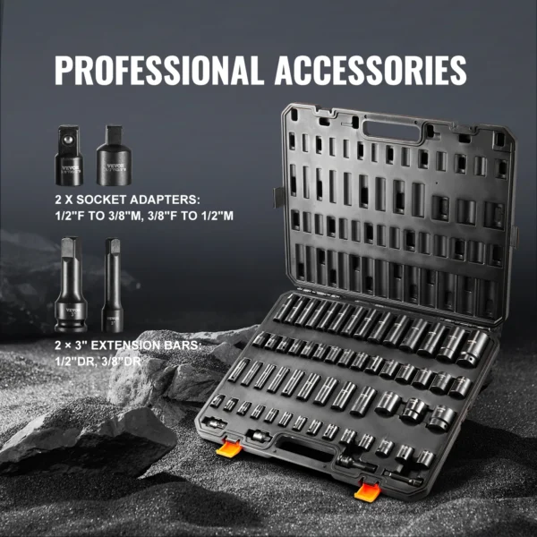 59-Pc Impact Socket Set SAE & Metric Cr-Mo Steel
