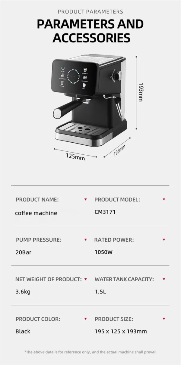 Bar Semi-Automatic Espresso Machine with PID & Touch Screen