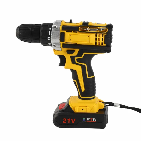 Battery-powered drill, 21 V, 2 speeds, 18 torque settings