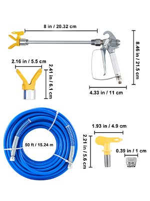 50ft Airless Paint Spray Hose Kit 3600 PSI w/517 Tip