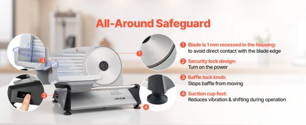 Electric Meat Slicer 0–0.6" Thickness