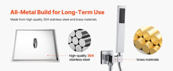 SucceBuy Rainfall Shower System with Handheld Spray Wall Mounted