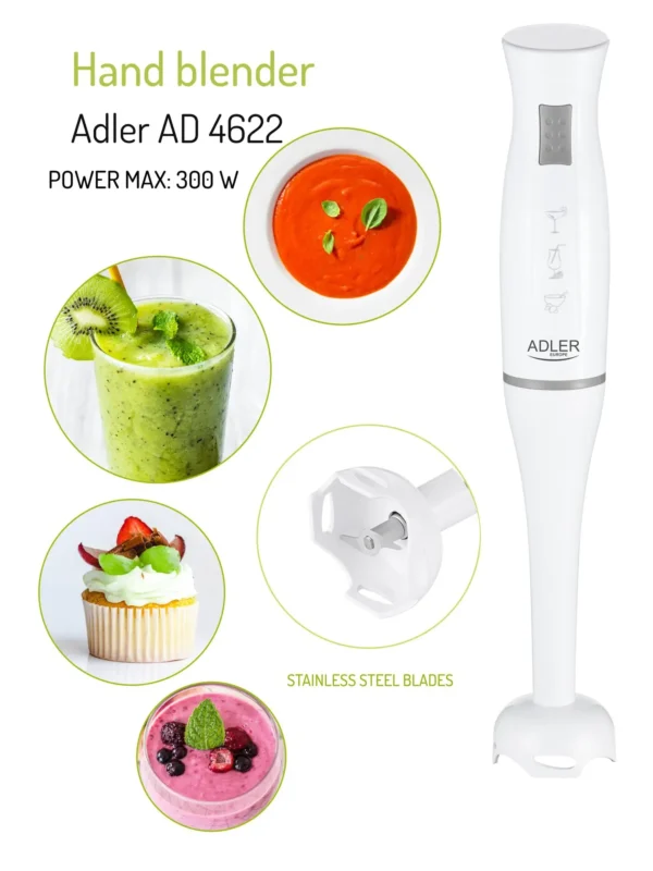 300W Hand Blender Stainless Steel White