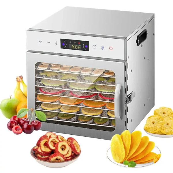 8 Tray Food Dehydrator 400W Stainless Steel LED