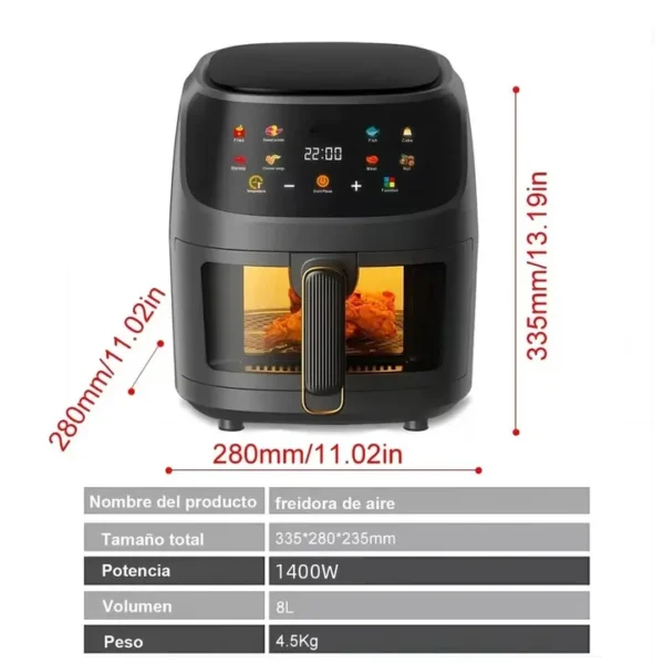 8L Air Fryer Oven LED Touch Window