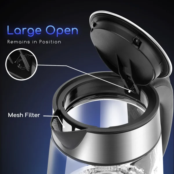 Aigostar Glass Electric Kettle 1.7L 2200W LED