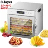 8 Tray Food Dehydrator 400W Stainless Steel LED