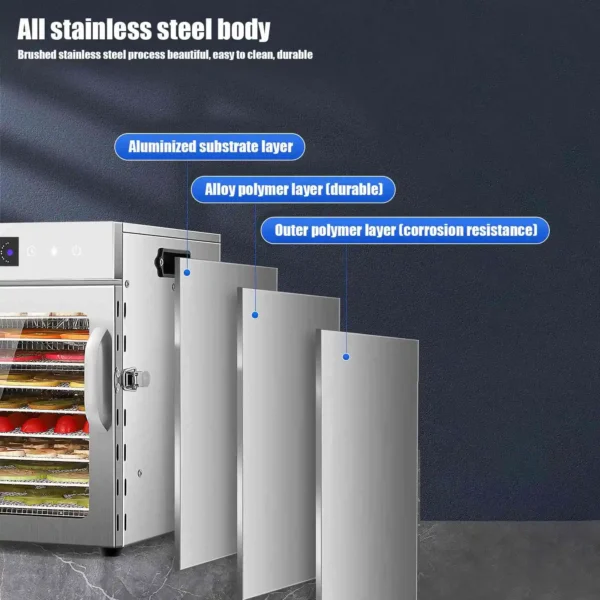 8 Tray Food Dehydrator 400W Stainless Steel LED